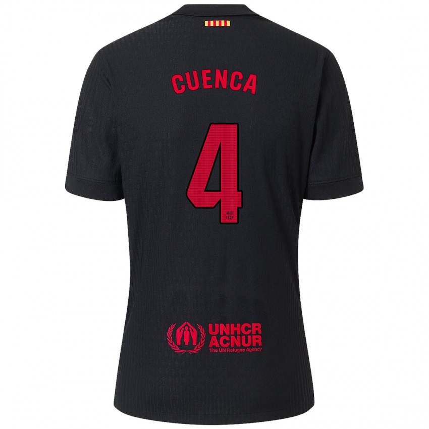 Mænd Andrés Cuenca #4 Sort Rød Udebane Spillertrøjer 2024/25 Trøje T-Shirt