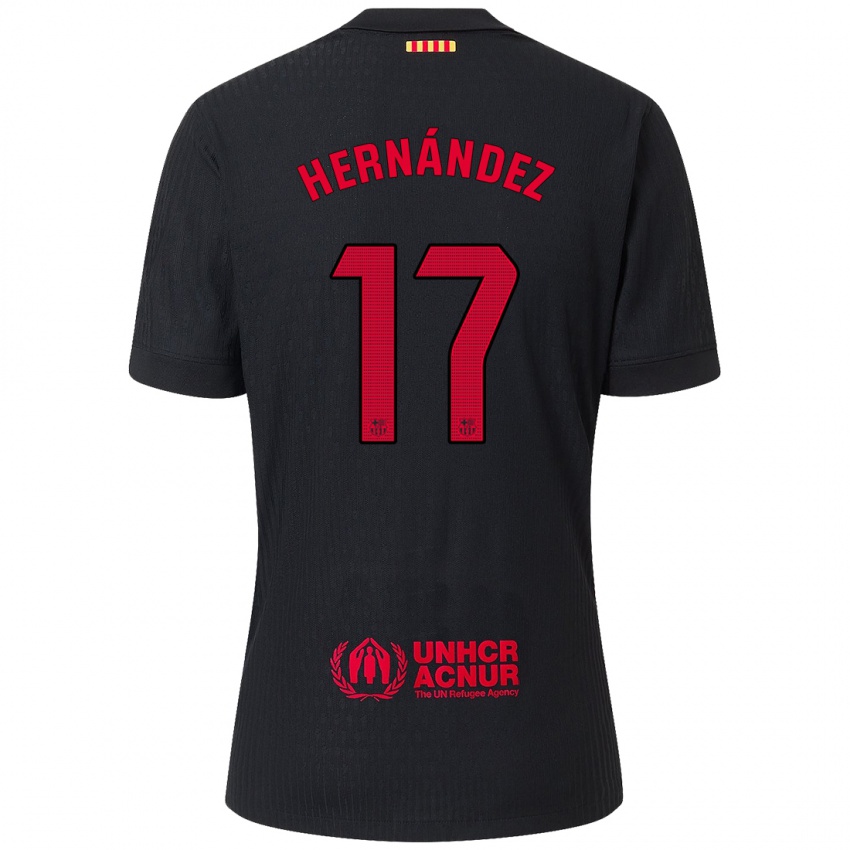 Mænd Juan Hernández #17 Sort Rød Udebane Spillertrøjer 2024/25 Trøje T-Shirt