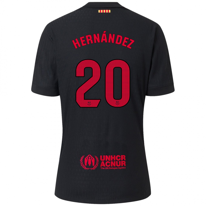 Mænd Unai Hernández #20 Sort Rød Udebane Spillertrøjer 2024/25 Trøje T-Shirt