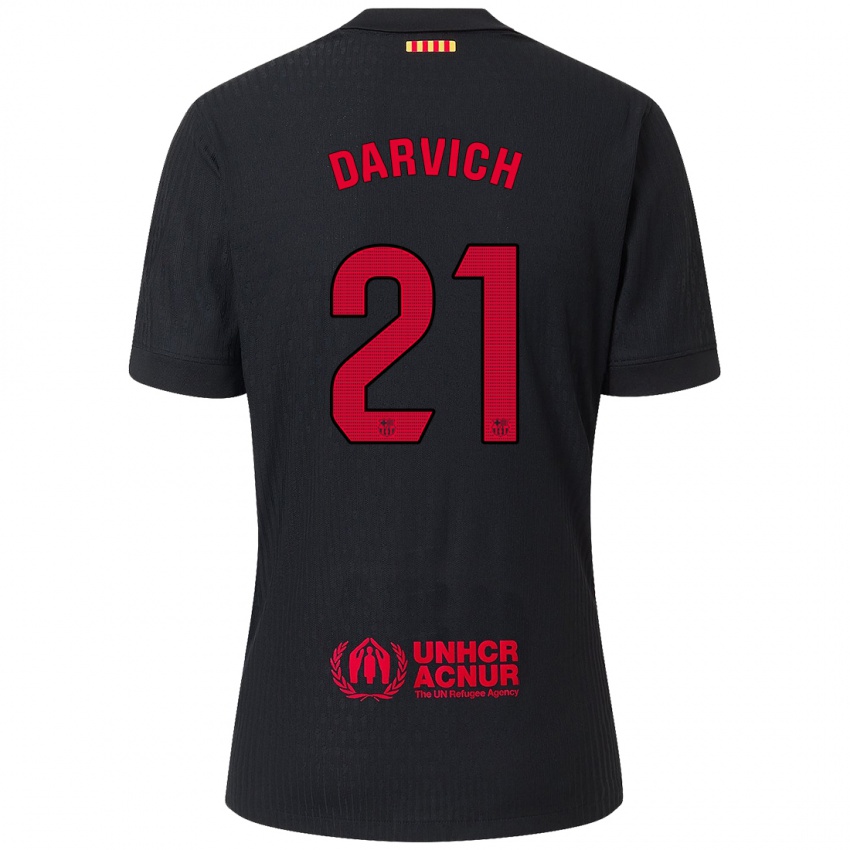 Mænd Noah Darvich #21 Sort Rød Udebane Spillertrøjer 2024/25 Trøje T-Shirt