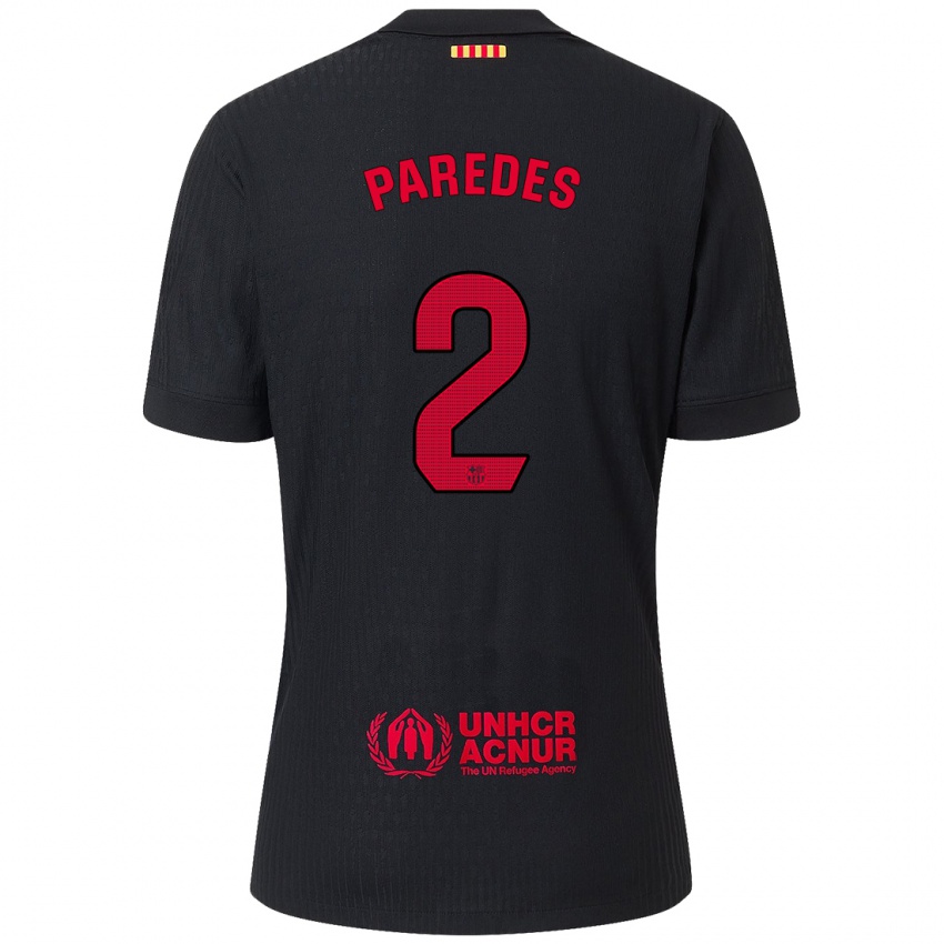 Mænd Irene Paredes #2 Sort Rød Udebane Spillertrøjer 2024/25 Trøje T-Shirt