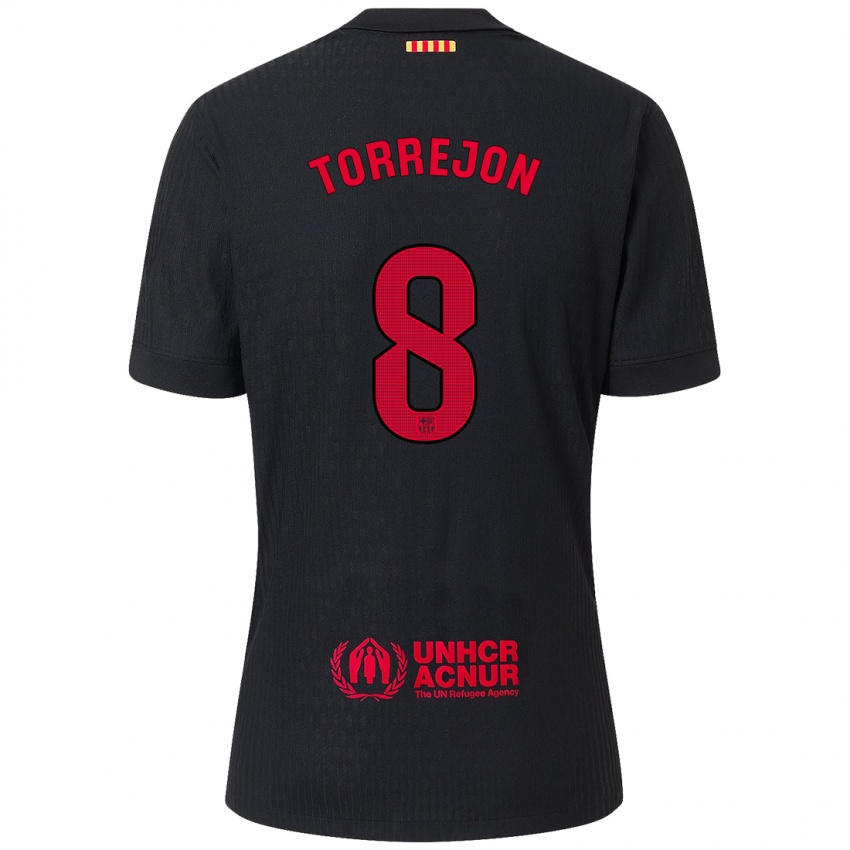 Mænd Marta Torrejón #8 Sort Rød Udebane Spillertrøjer 2024/25 Trøje T-Shirt