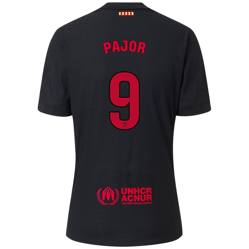 Mænd Ewa Pajor #9 Sort Rød Udebane Spillertrøjer 2024/25 Trøje T-Shirt