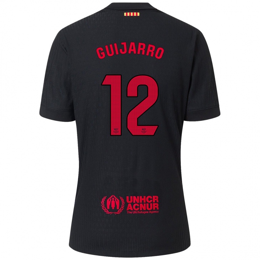 Mænd Patricia Guijarro #12 Sort Rød Udebane Spillertrøjer 2024/25 Trøje T-Shirt