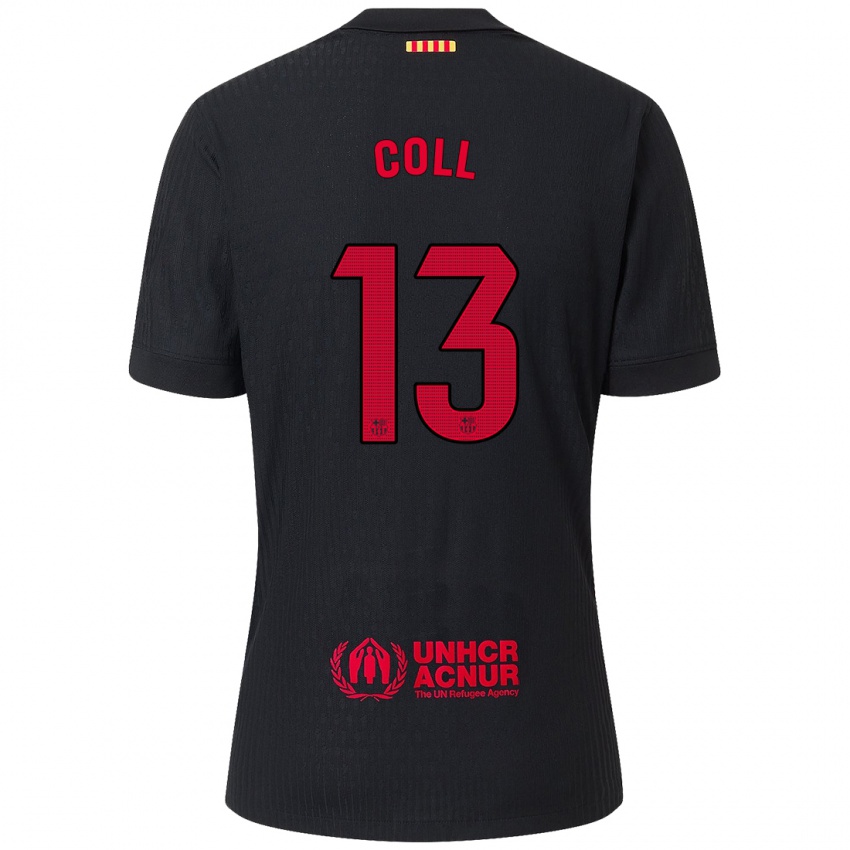 Mænd Cata Coll #13 Sort Rød Udebane Spillertrøjer 2024/25 Trøje T-Shirt