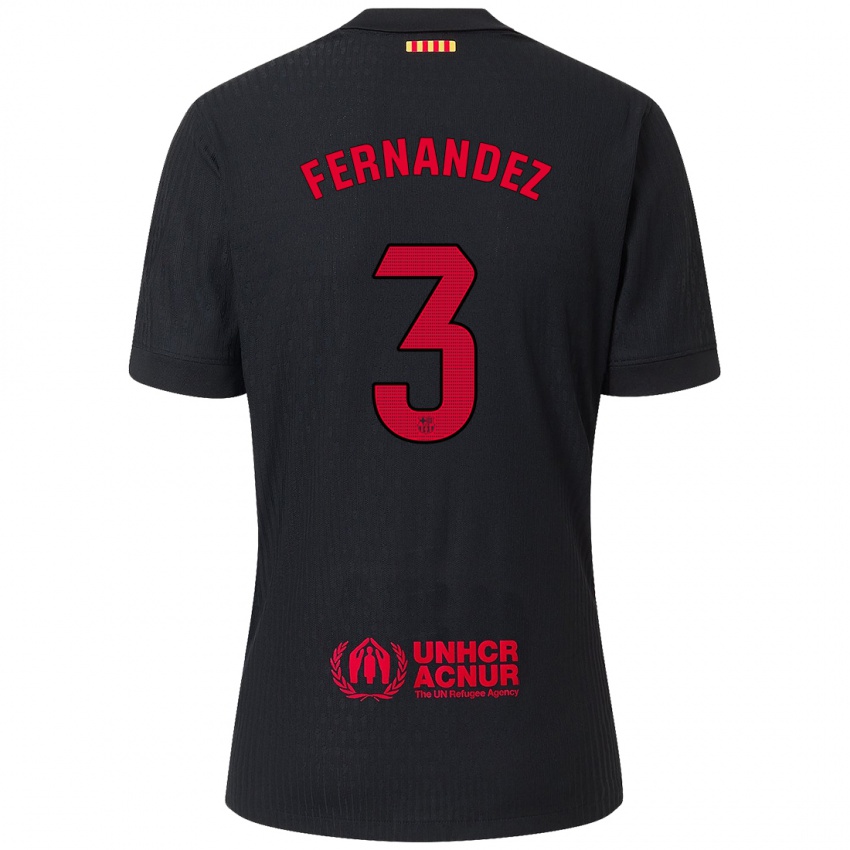 Mænd Jana Fernandez #3 Sort Rød Udebane Spillertrøjer 2024/25 Trøje T-Shirt