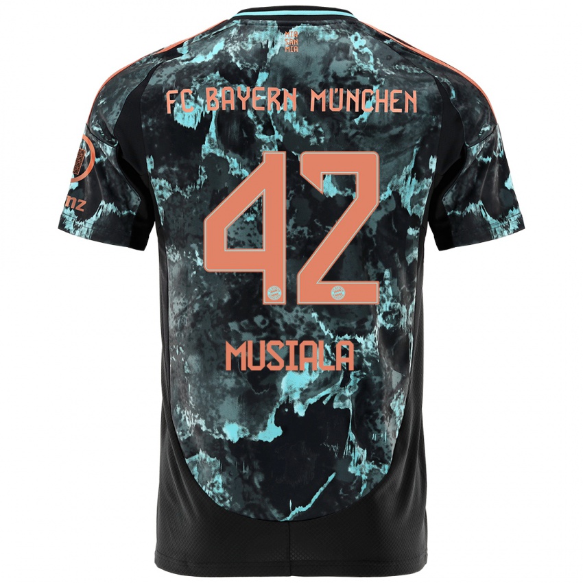 Mænd Jamal Musiala #42 Sort Udebane Spillertrøjer 2024/25 Trøje T-Shirt