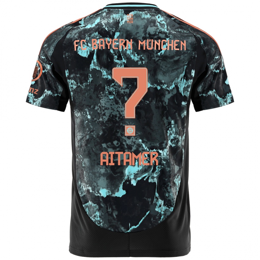 Mænd Younes Aitamer #0 Sort Udebane Spillertrøjer 2024/25 Trøje T-Shirt