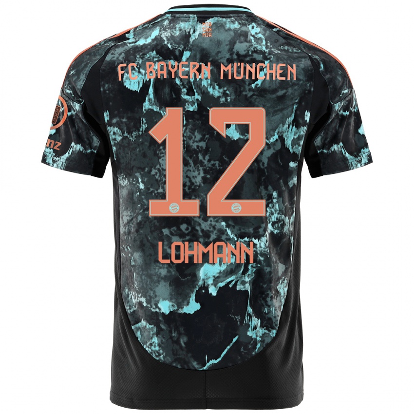 Mænd Sydney Lohmann #12 Sort Udebane Spillertrøjer 2024/25 Trøje T-Shirt