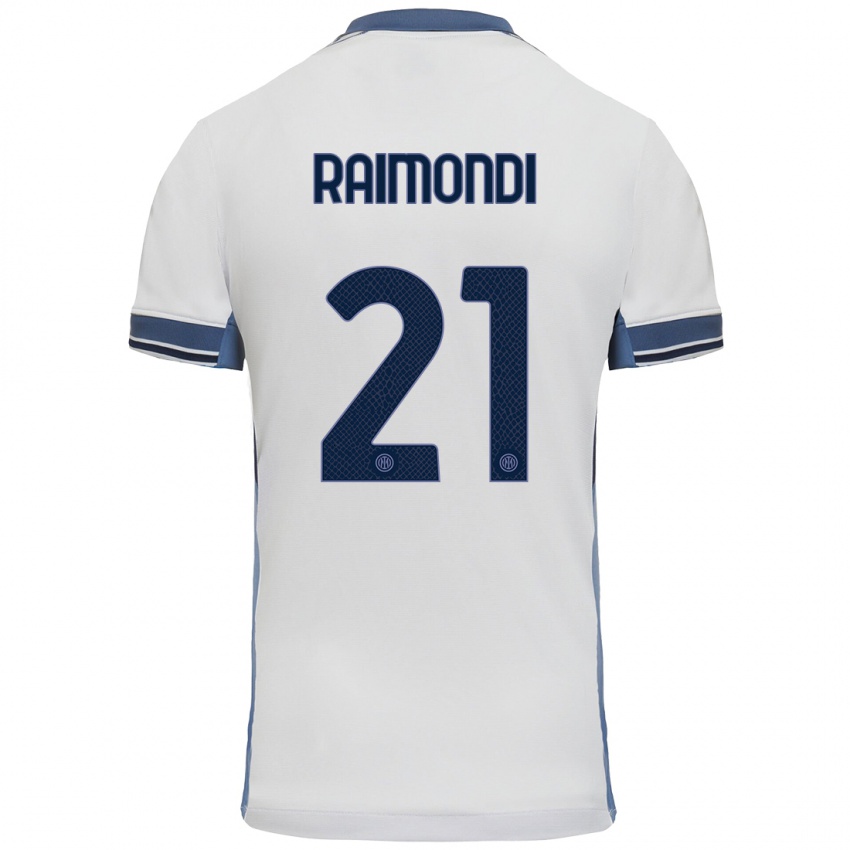 Mænd Paolo Raimondi #21 Hvid Grå Udebane Spillertrøjer 2024/25 Trøje T-Shirt