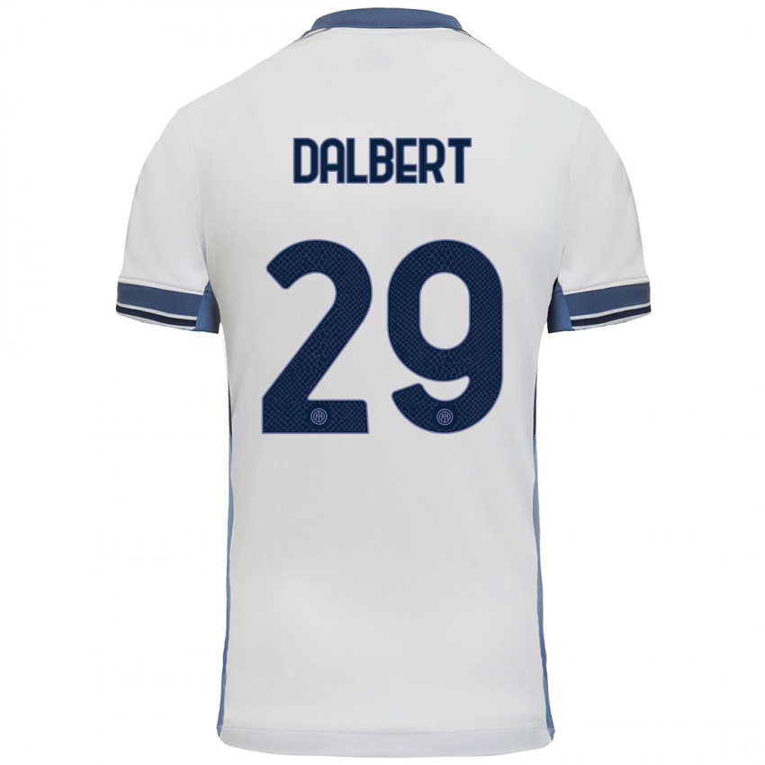 Mænd Dalbert #29 Hvid Grå Udebane Spillertrøjer 2024/25 Trøje T-Shirt