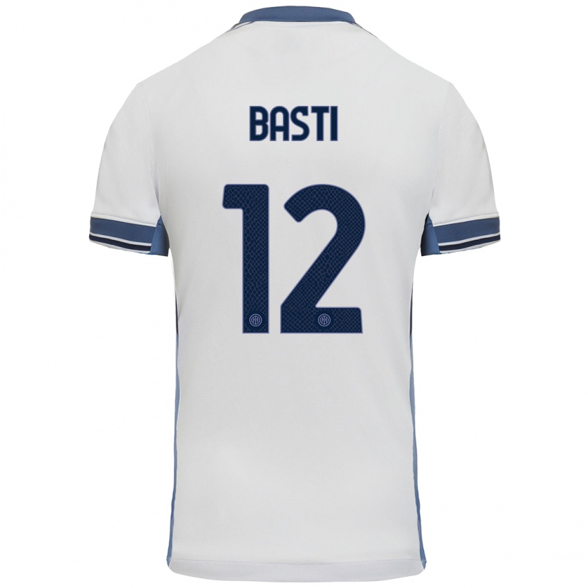 Mænd Matteo Basti #12 Hvid Grå Udebane Spillertrøjer 2024/25 Trøje T-Shirt