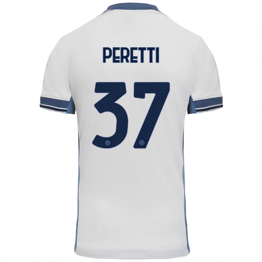 Mænd Lorenzo Peretti #37 Hvid Grå Udebane Spillertrøjer 2024/25 Trøje T-Shirt