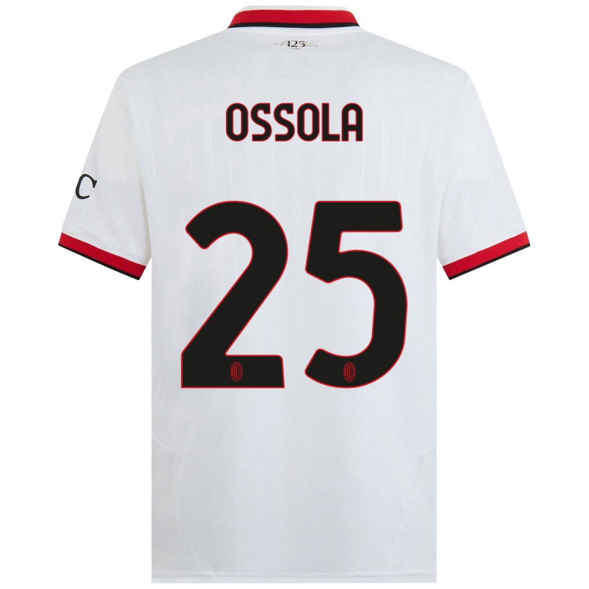 Mænd Lorenzo Ossola #25 Hvid Sort Rød Udebane Spillertrøjer 2024/25 Trøje T-Shirt