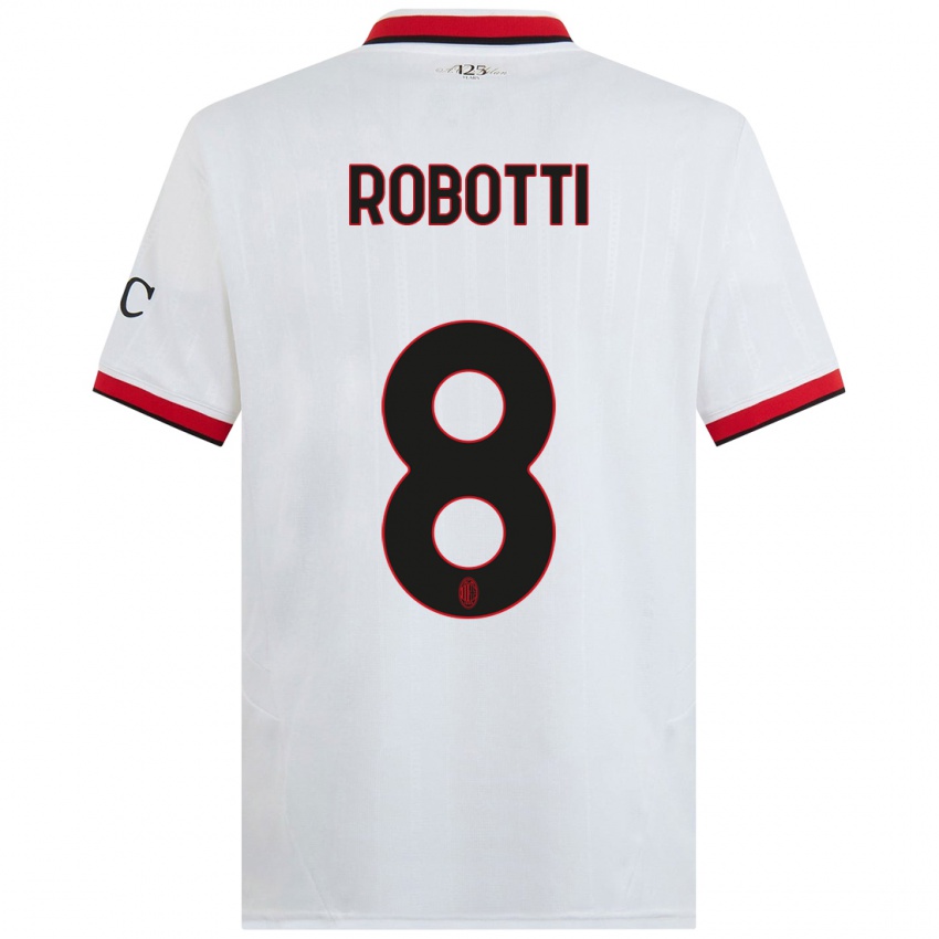 Mænd Giovanni Robotti #8 Hvid Sort Rød Udebane Spillertrøjer 2024/25 Trøje T-Shirt