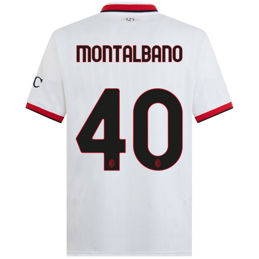 Mænd Nicolo Montalbano #40 Hvid Sort Rød Udebane Spillertrøjer 2024/25 Trøje T-Shirt