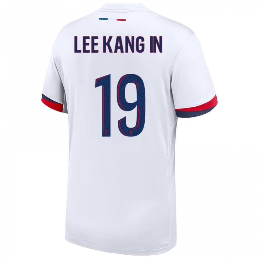 Mænd Kang-In Lee #19 Hvid Blå Rød Udebane Spillertrøjer 2024/25 Trøje T-Shirt