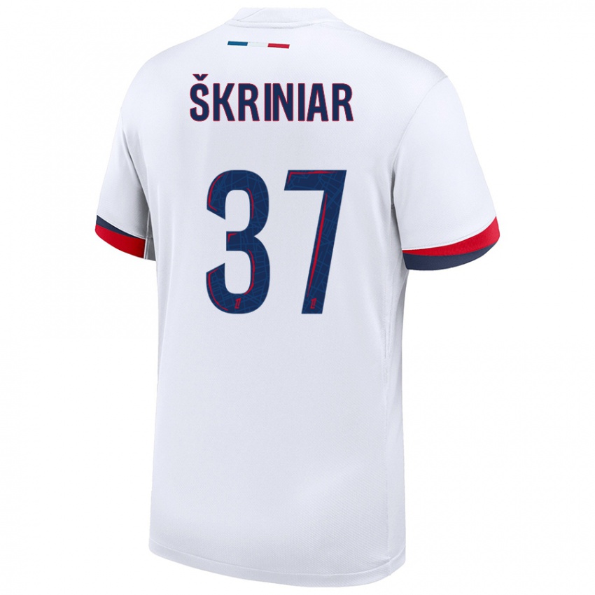 Mænd Milan Skriniar #37 Hvid Blå Rød Udebane Spillertrøjer 2024/25 Trøje T-Shirt