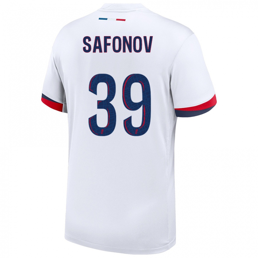 Mænd Matvey Safonov #39 Hvid Blå Rød Udebane Spillertrøjer 2024/25 Trøje T-Shirt