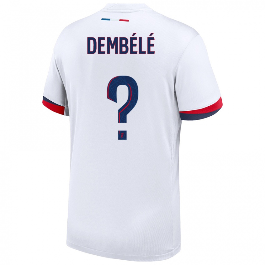 Mænd Omar Dembélé #0 Hvid Blå Rød Udebane Spillertrøjer 2024/25 Trøje T-Shirt