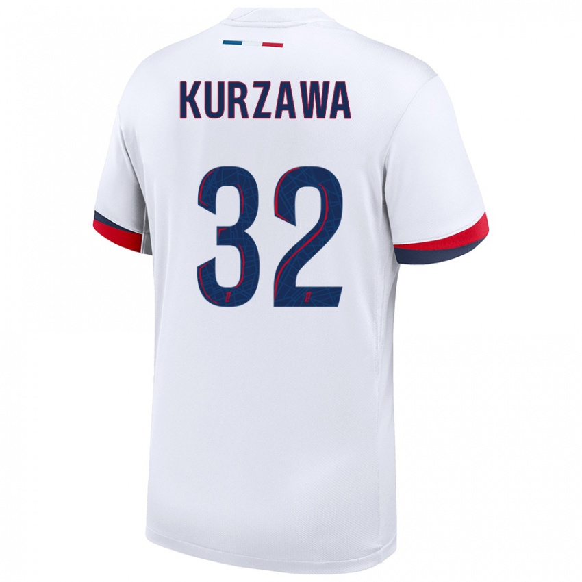 Mænd Layvin Kurzawa #32 Hvid Blå Rød Udebane Spillertrøjer 2024/25 Trøje T-Shirt