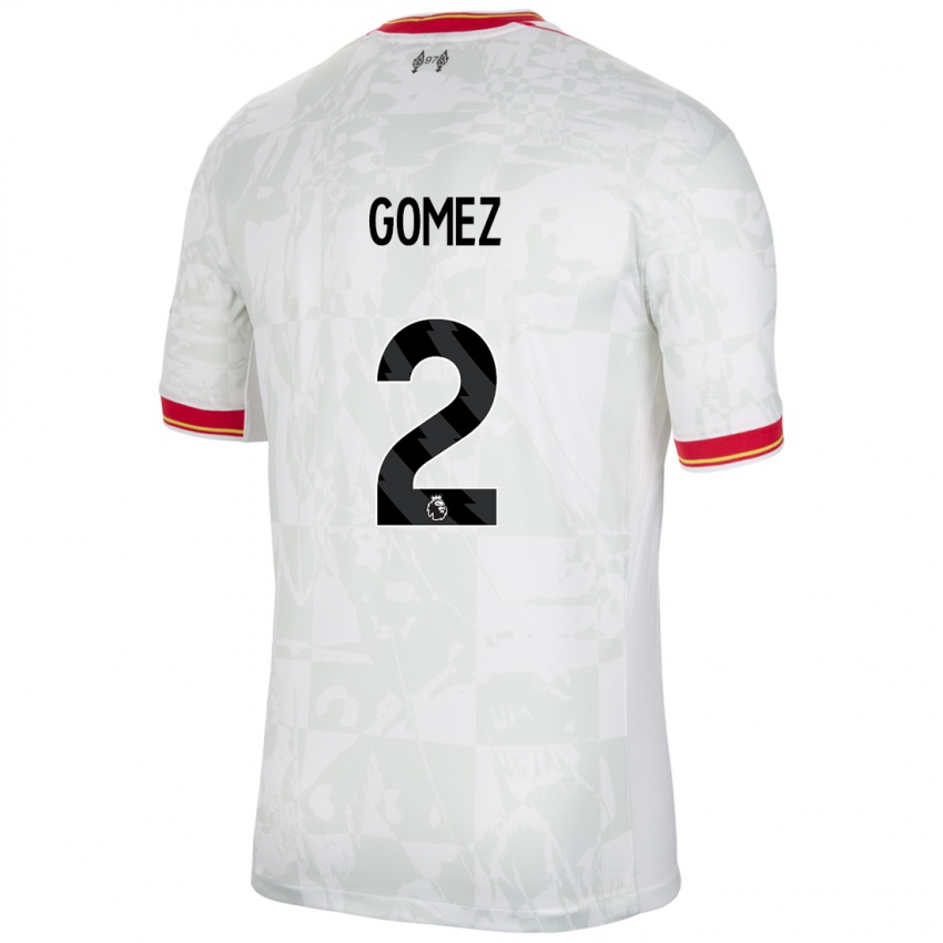 Mænd Joe Gomez #2 Hvid Rød Sort Tredje Sæt Spillertrøjer 2024/25 Trøje T-Shirt