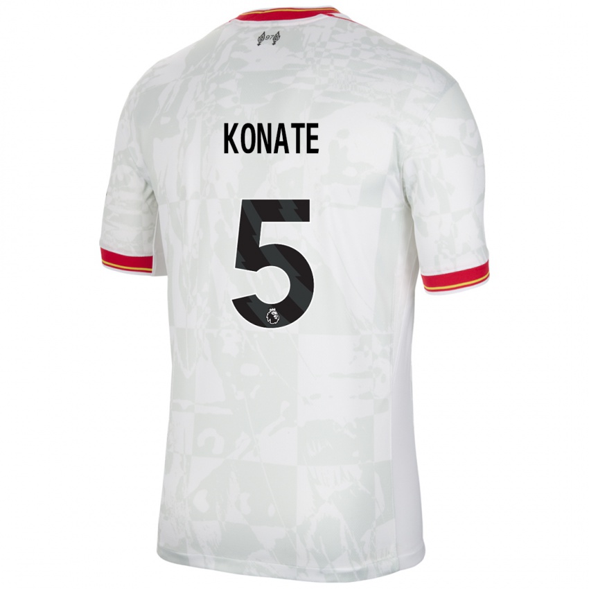 Mænd Ibrahima Konate #5 Hvid Rød Sort Tredje Sæt Spillertrøjer 2024/25 Trøje T-Shirt