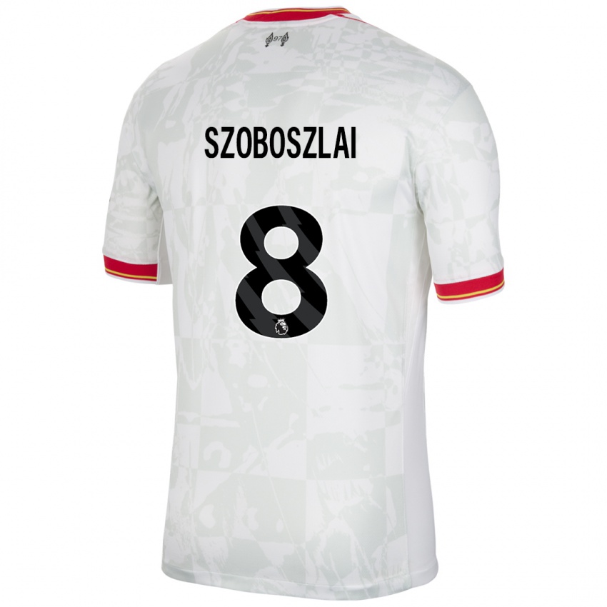 Mænd Dominik Szoboszlai #8 Hvid Rød Sort Tredje Sæt Spillertrøjer 2024/25 Trøje T-Shirt