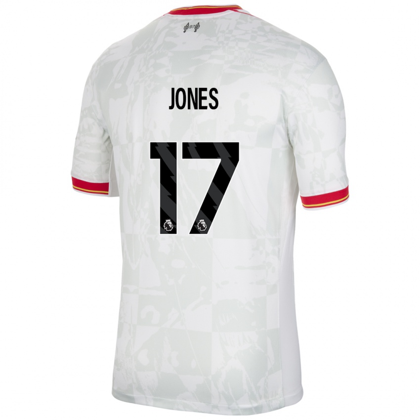 Mænd Curtis Jones #17 Hvid Rød Sort Tredje Sæt Spillertrøjer 2024/25 Trøje T-Shirt