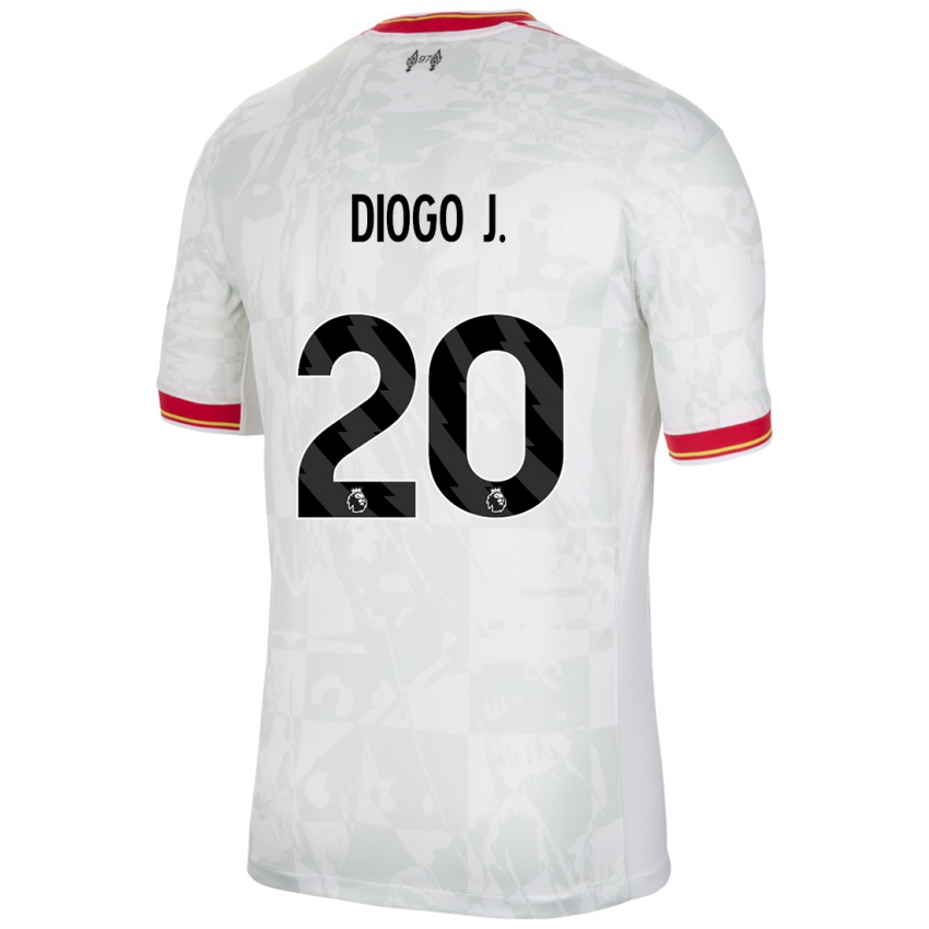 Mænd Diogo Jota #20 Hvid Rød Sort Tredje Sæt Spillertrøjer 2024/25 Trøje T-Shirt