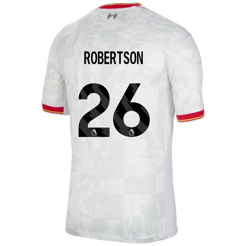 Mænd Andrew Robertson #26 Hvid Rød Sort Tredje Sæt Spillertrøjer 2024/25 Trøje T-Shirt