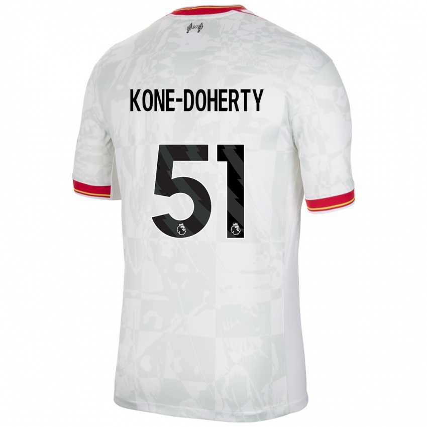 Mænd Trent Kone-Doherty #51 Hvid Rød Sort Tredje Sæt Spillertrøjer 2024/25 Trøje T-Shirt