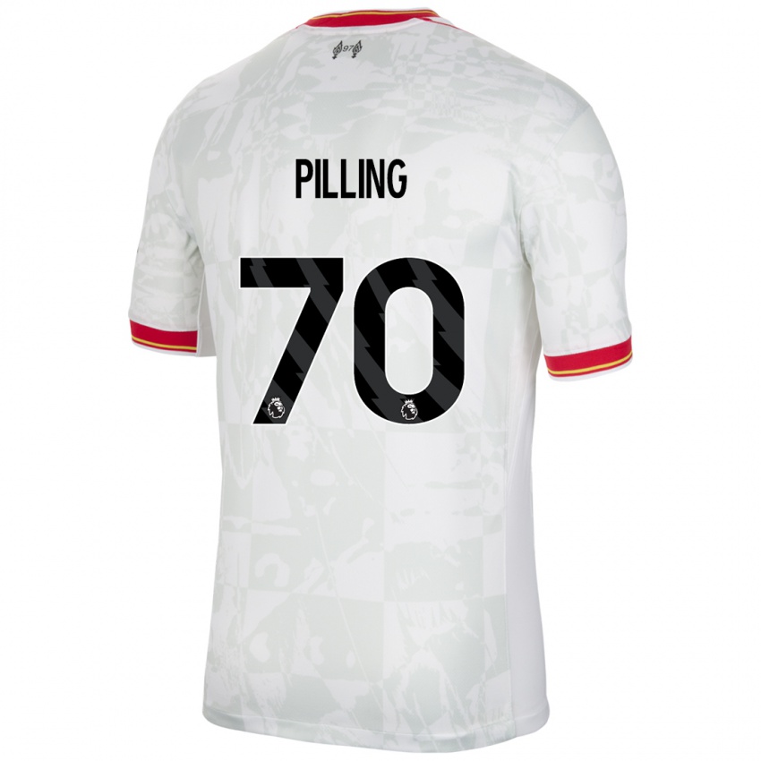 Mænd Tommy Pilling #70 Hvid Rød Sort Tredje Sæt Spillertrøjer 2024/25 Trøje T-Shirt