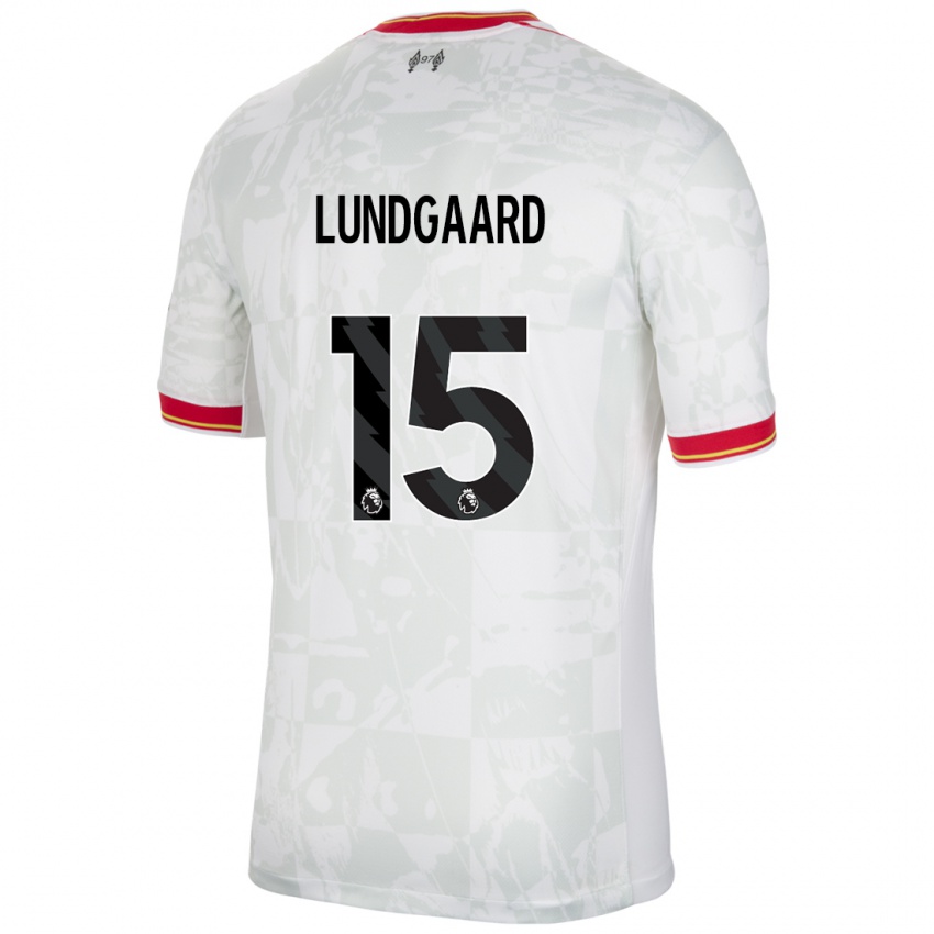 Mænd Sofie Lundgaard #15 Hvid Rød Sort Tredje Sæt Spillertrøjer 2024/25 Trøje T-Shirt