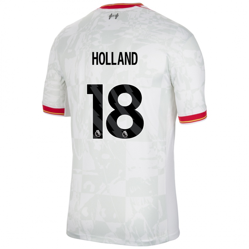 Mænd Ceri Holland #18 Hvid Rød Sort Tredje Sæt Spillertrøjer 2024/25 Trøje T-Shirt