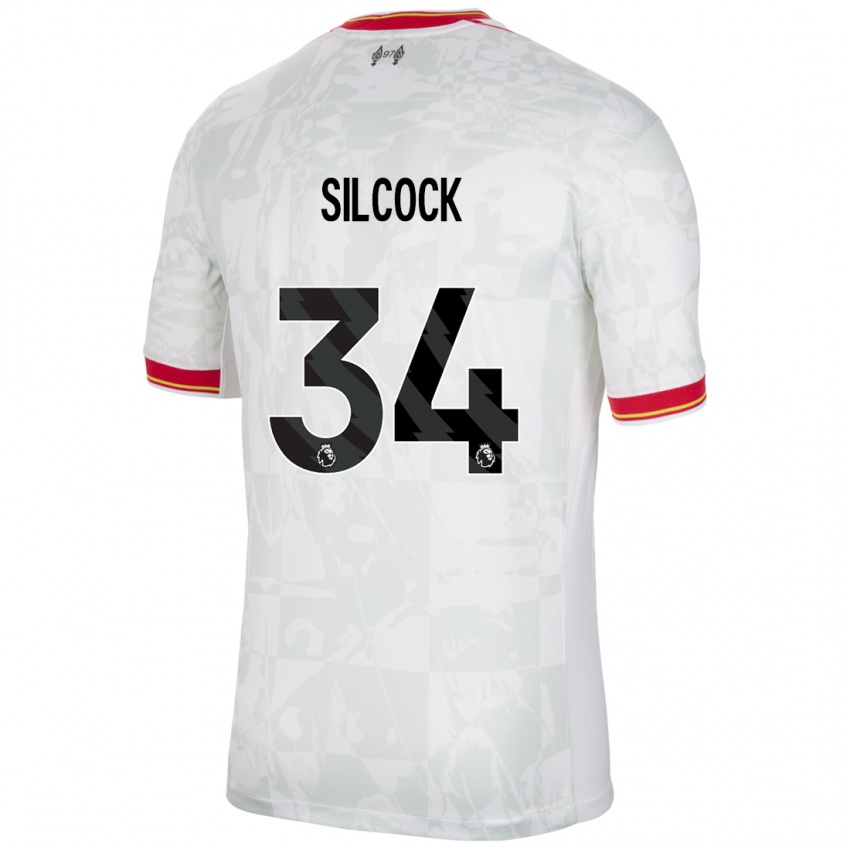 Mænd Hannah Silcock #34 Hvid Rød Sort Tredje Sæt Spillertrøjer 2024/25 Trøje T-Shirt