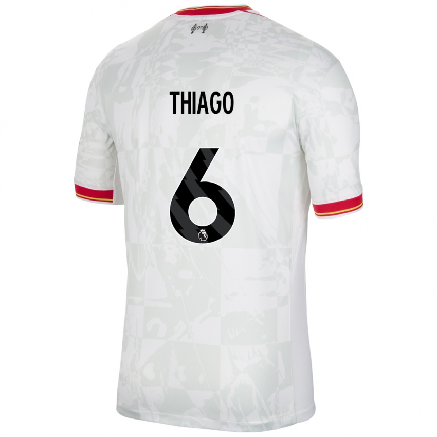 Mænd Thiago #6 Hvid Rød Sort Tredje Sæt Spillertrøjer 2024/25 Trøje T-Shirt