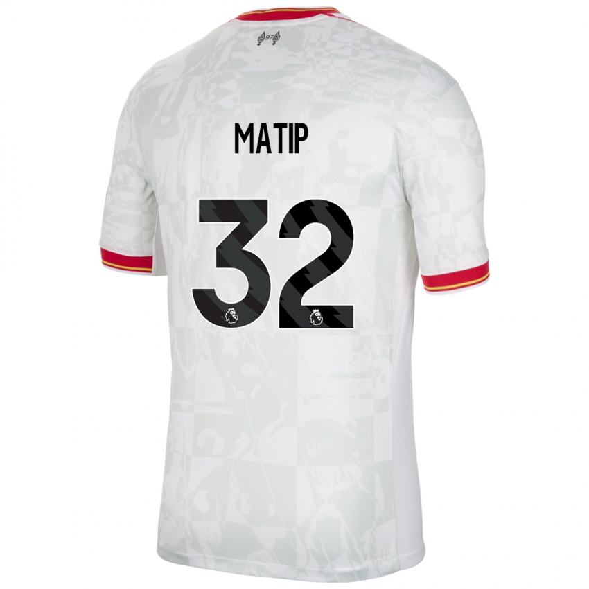 Mænd Joel Matip #32 Hvid Rød Sort Tredje Sæt Spillertrøjer 2024/25 Trøje T-Shirt