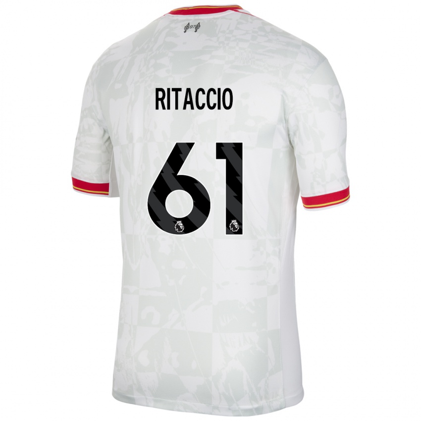 Mænd Matteo Ritaccio #61 Hvid Rød Sort Tredje Sæt Spillertrøjer 2024/25 Trøje T-Shirt