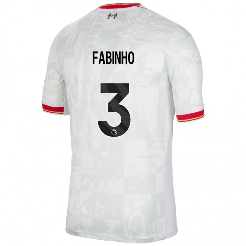 Mænd Fabinho #3 Hvid Rød Sort Tredje Sæt Spillertrøjer 2024/25 Trøje T-Shirt