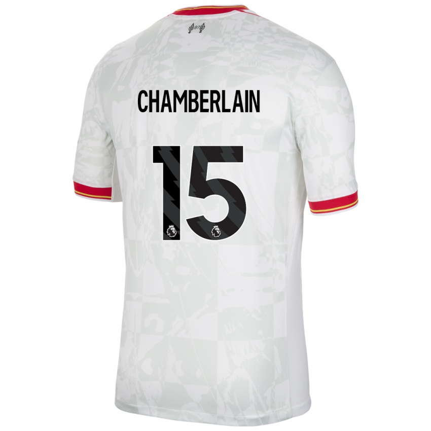 Mænd Alex Oxlade Chamberlain #15 Hvid Rød Sort Tredje Sæt Spillertrøjer 2024/25 Trøje T-Shirt