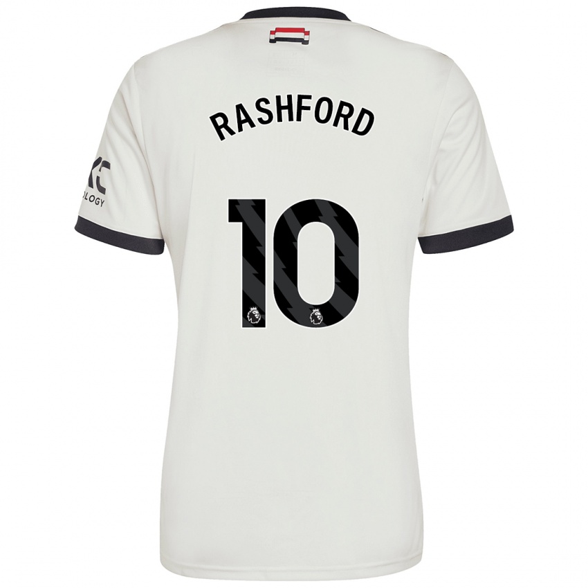 Mænd Marcus Rashford #10 Råhvid Tredje Sæt Spillertrøjer 2024/25 Trøje T-Shirt