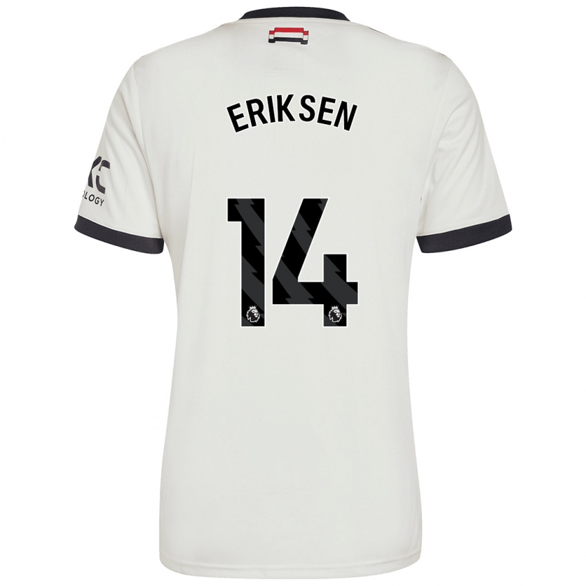 Mænd Christian Eriksen #14 Råhvid Tredje Sæt Spillertrøjer 2024/25 Trøje T-Shirt