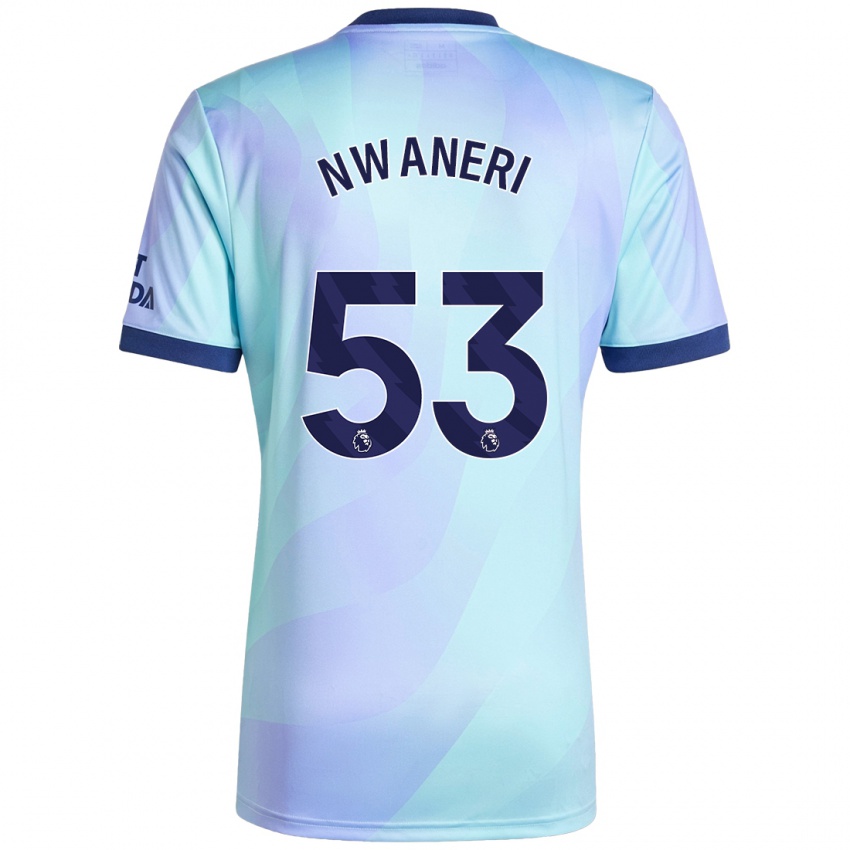 Mænd Ethan Nwaneri #53 Aqua Tredje Sæt Spillertrøjer 2024/25 Trøje T-Shirt