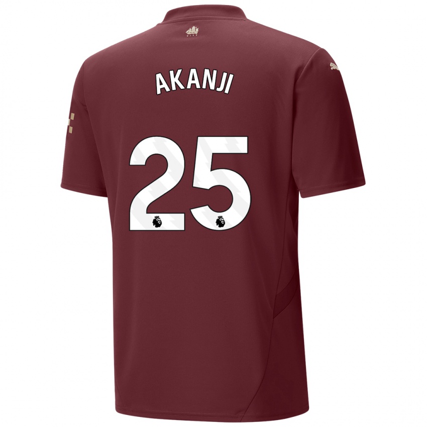 Mænd Manuel Akanji #25 Rødbrun Tredje Sæt Spillertrøjer 2024/25 Trøje T-Shirt