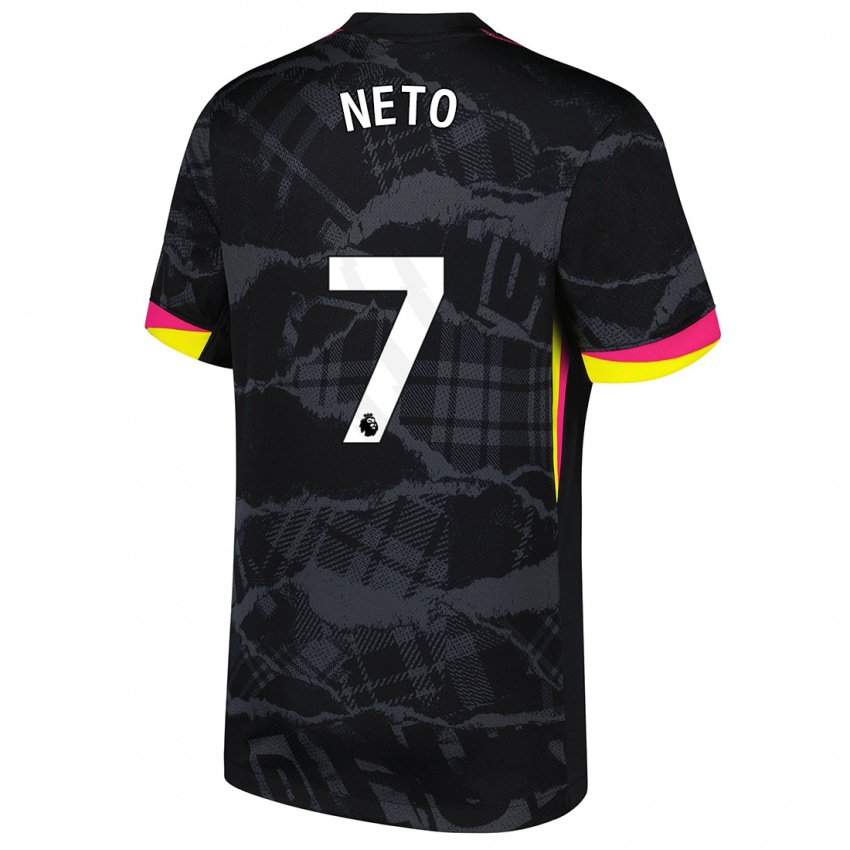 Mænd Pedro Neto #7 Sort Pink Tredje Sæt Spillertrøjer 2024/25 Trøje T-Shirt