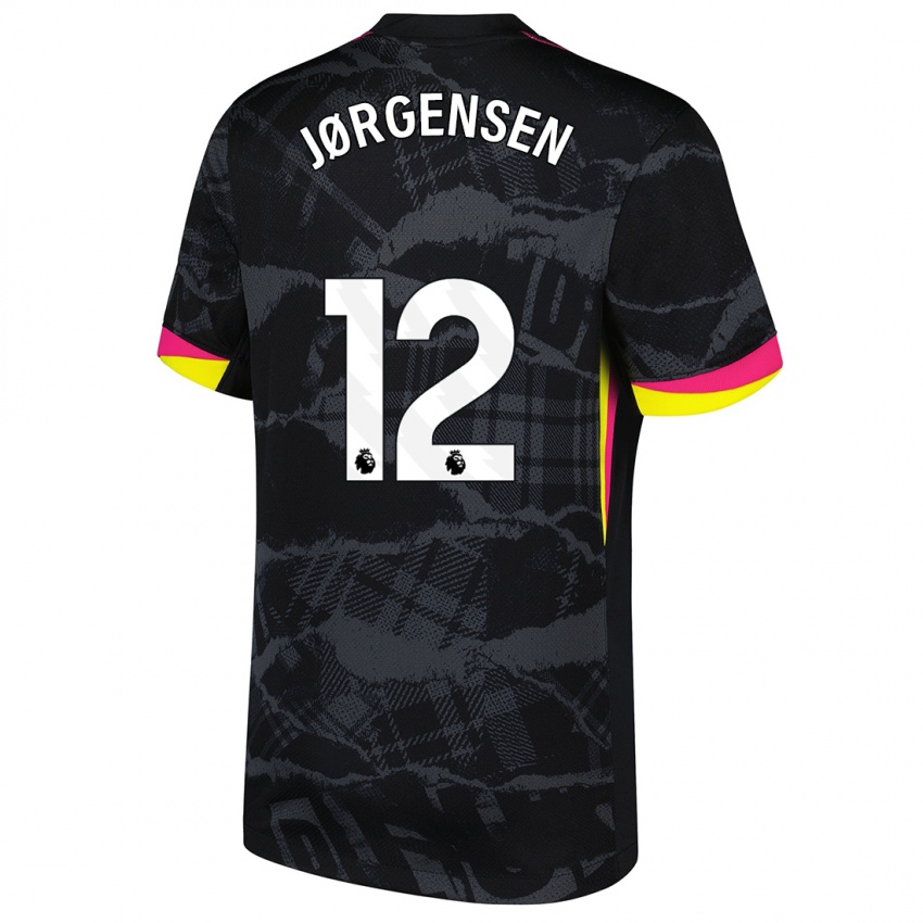 Mænd Filip Jørgensen #12 Sort Pink Tredje Sæt Spillertrøjer 2024/25 Trøje T-Shirt