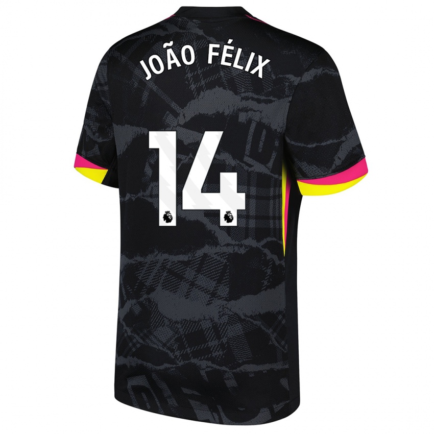 Mænd Joao Felix #14 Sort Pink Tredje Sæt Spillertrøjer 2024/25 Trøje T-Shirt