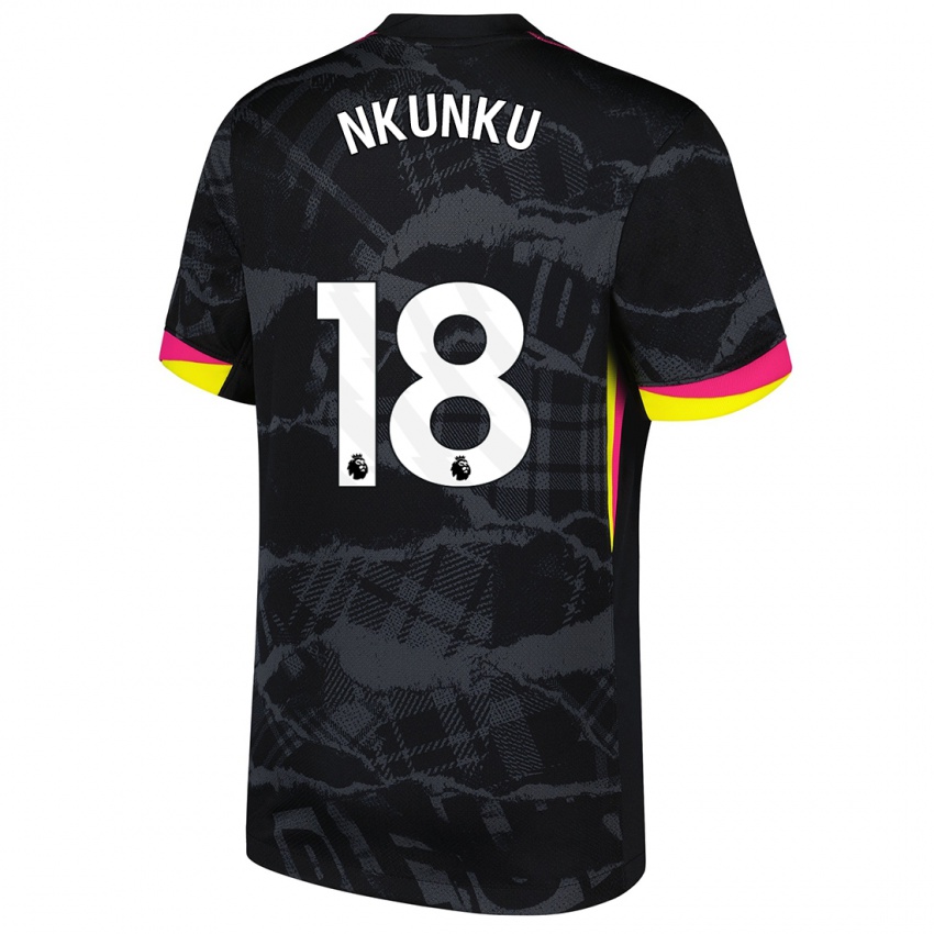 Mænd Christopher Nkunku #18 Sort Pink Tredje Sæt Spillertrøjer 2024/25 Trøje T-Shirt