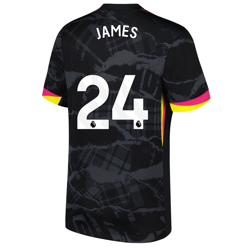 Mænd Reece James #24 Sort Pink Tredje Sæt Spillertrøjer 2024/25 Trøje T-Shirt